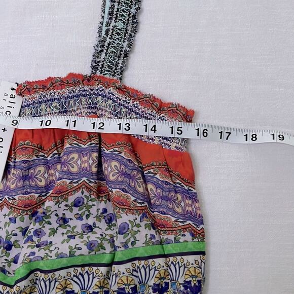Alice + Olivia Lois Printed Smocked Crop TopIn Ritzymulti Size L NWT - Picture 7 of 11